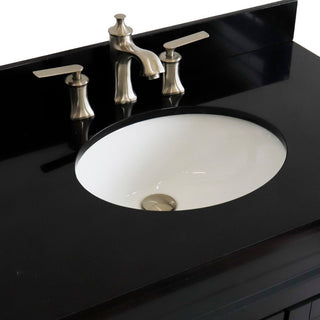 37" Single Sink Vanity, Dark Gray Finish With Black Galaxy Granite
