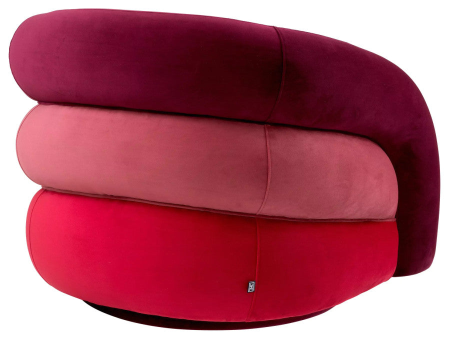 Curved Swivel Armchair | Eichholtz Novelle, Red