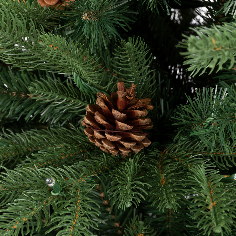 7' Pre-Lit Green Fir Artificial Christmas Tree With Lights