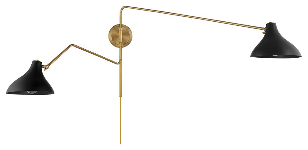 Savoy House Meridian 2-Light Wall Sconce M90088MBKNB, Matte Black With Brass