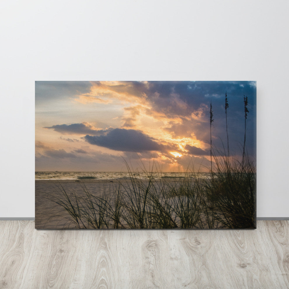 Coastal Wall Artwork: Anna Maria Island Beach Sunset 2 Canvas Print, 24" X 36"
