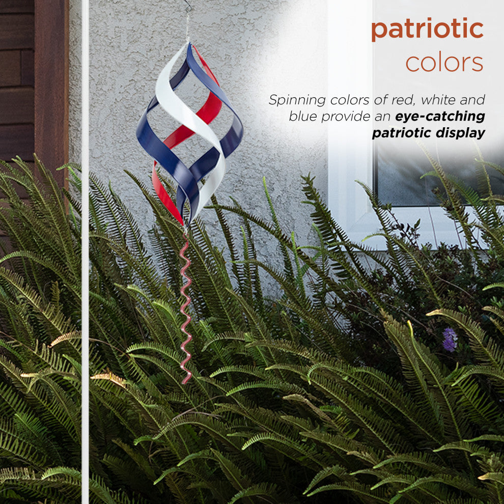 Garden Swirl With Shepherd Hook, Red and Blue, 38"