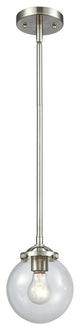 Beacon 1-Light LED Mini Pendant, Brushed Satin Nickel, Glass: Clear