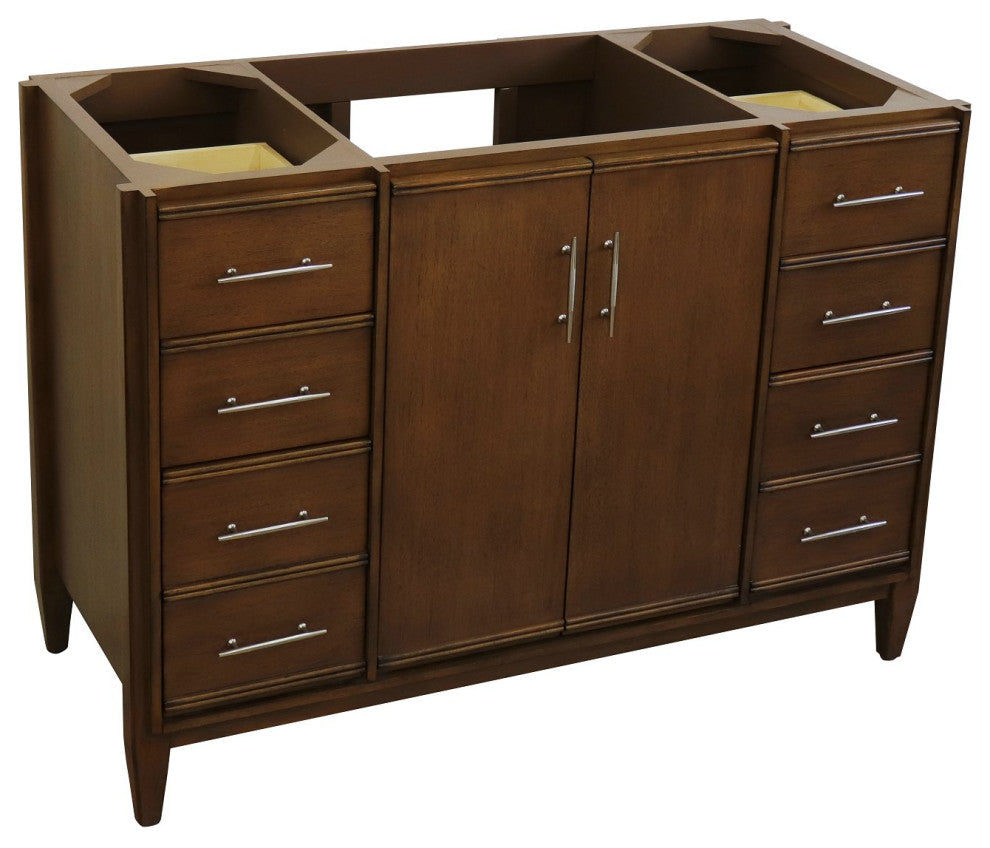 48" Single Sink Vanity, Walnut Finish - Cabinet Only