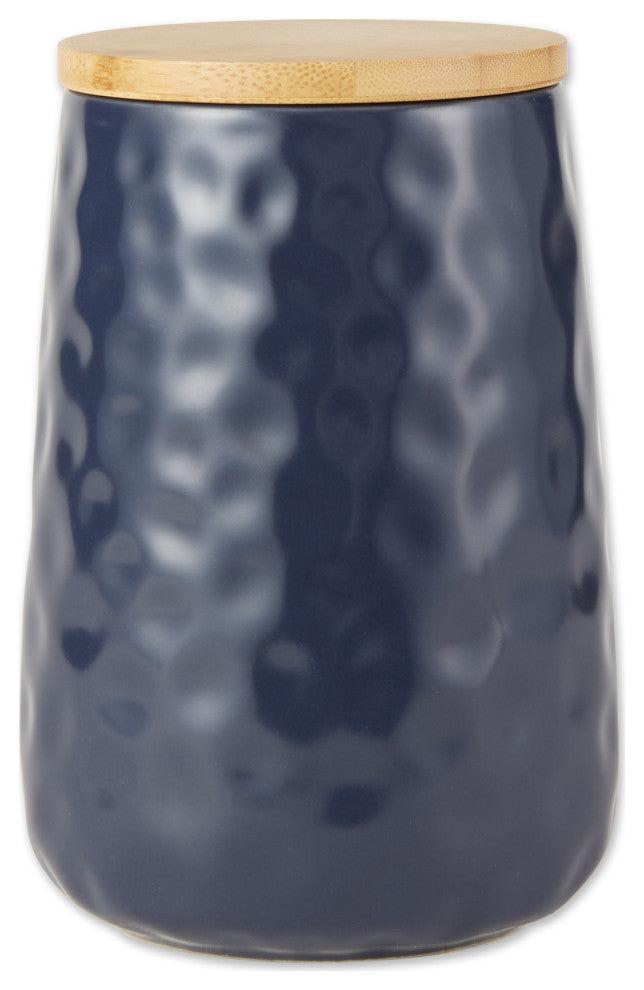 Indigo Blue Matte Dimple Texture Ceramic Canister (Set of 2)