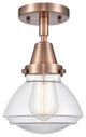 Innovations 447-1C-AC-G322-LED Olean 1 Light Flush Mount, Antique Copper