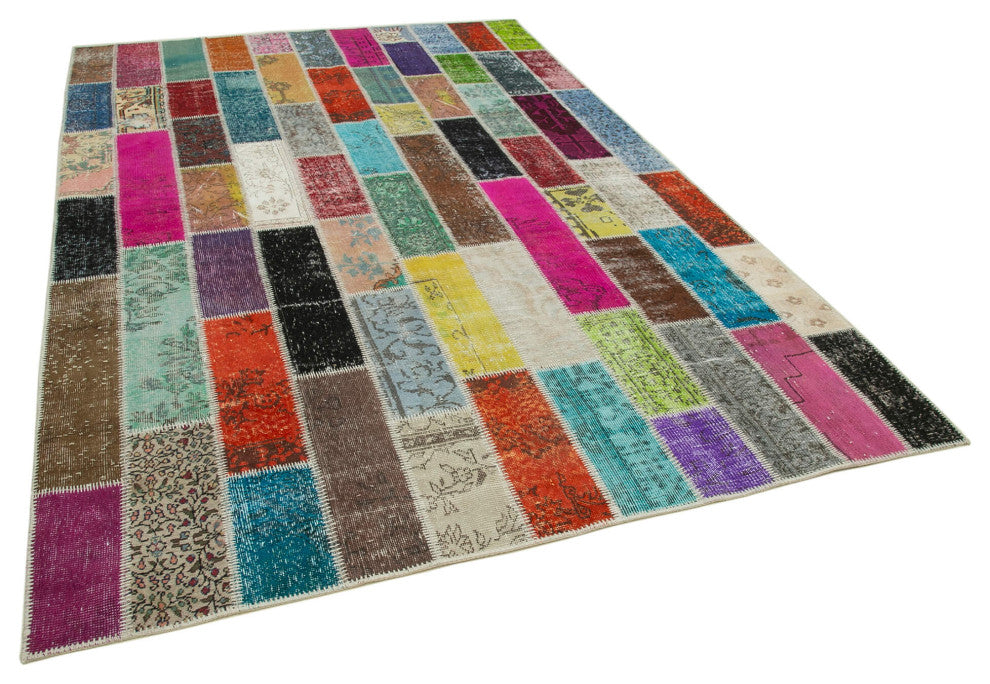 Rug N Carpet - Hand-Knotted Turkish 6' 7" x 9' 10" Unique Patchwork Area Rug
