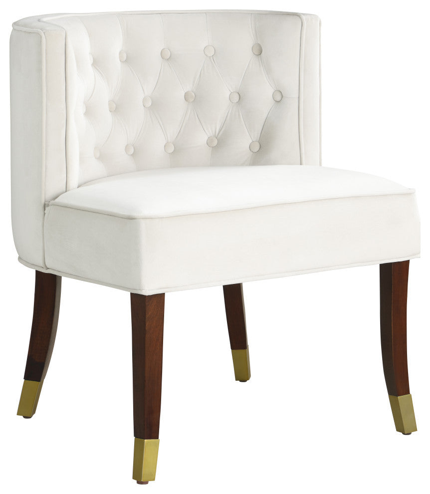 Perry Velvet Upholstered Dining Chair (Set of 2), Cream