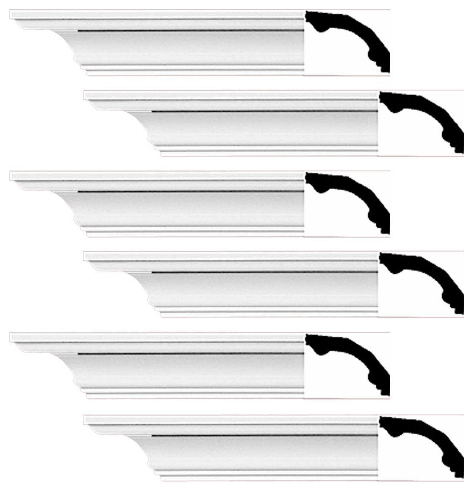 Cornice White Urethane Bridgeport Simple Design 6 Pieces Totaling 564" Length