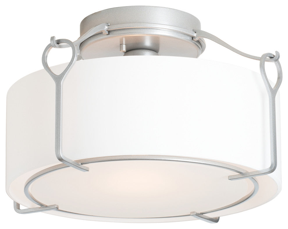 Bow Medium Semi-Flush, Vintage Platinum Finish, Opal Glass