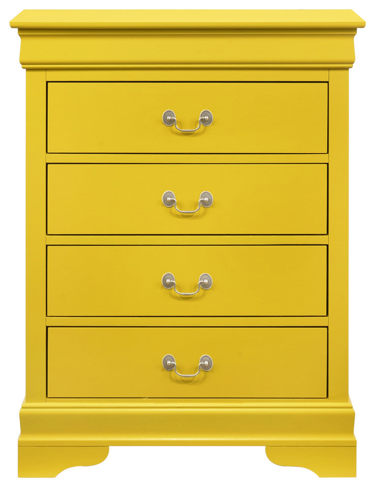 Louis Phillipe Yellow 4 Drawer Chest of Drawers, 41, L. X 16, W. X 41, H.
