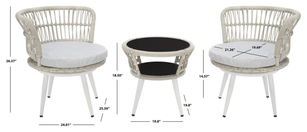 Safavieh Kyomi 3-Piece Lounge Set, Grey
