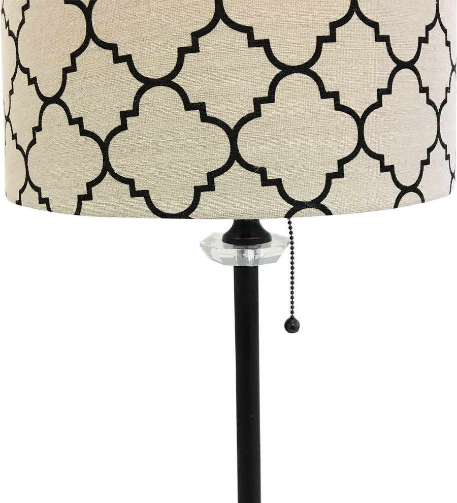 28" Crystal Buffet Lamp With Moroccan Drum Shade, Oil Rubbed Bronze, Single