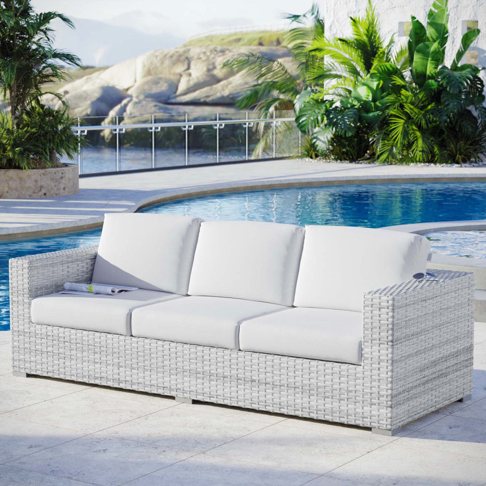 Convene Outdoor Patio Sofa Light Gray White
