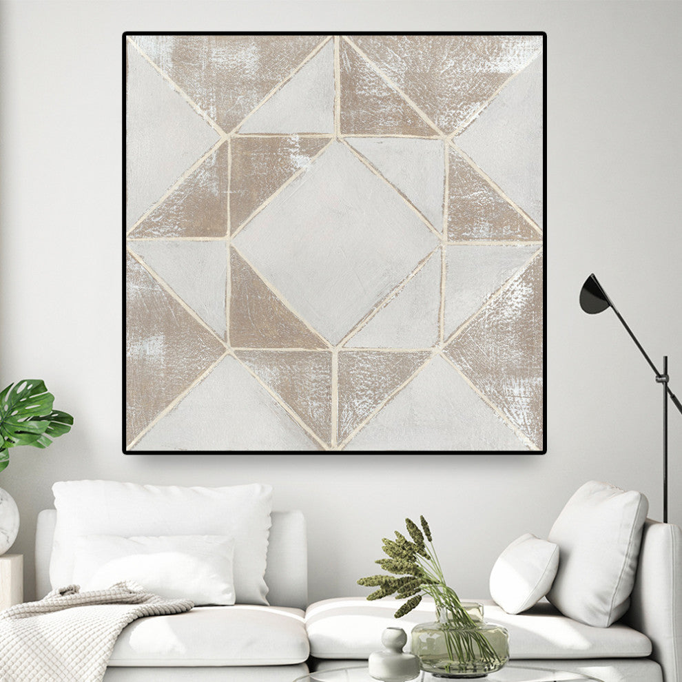 "Geometric Veil I" Oversized Framed Canvas, 45" x 45"