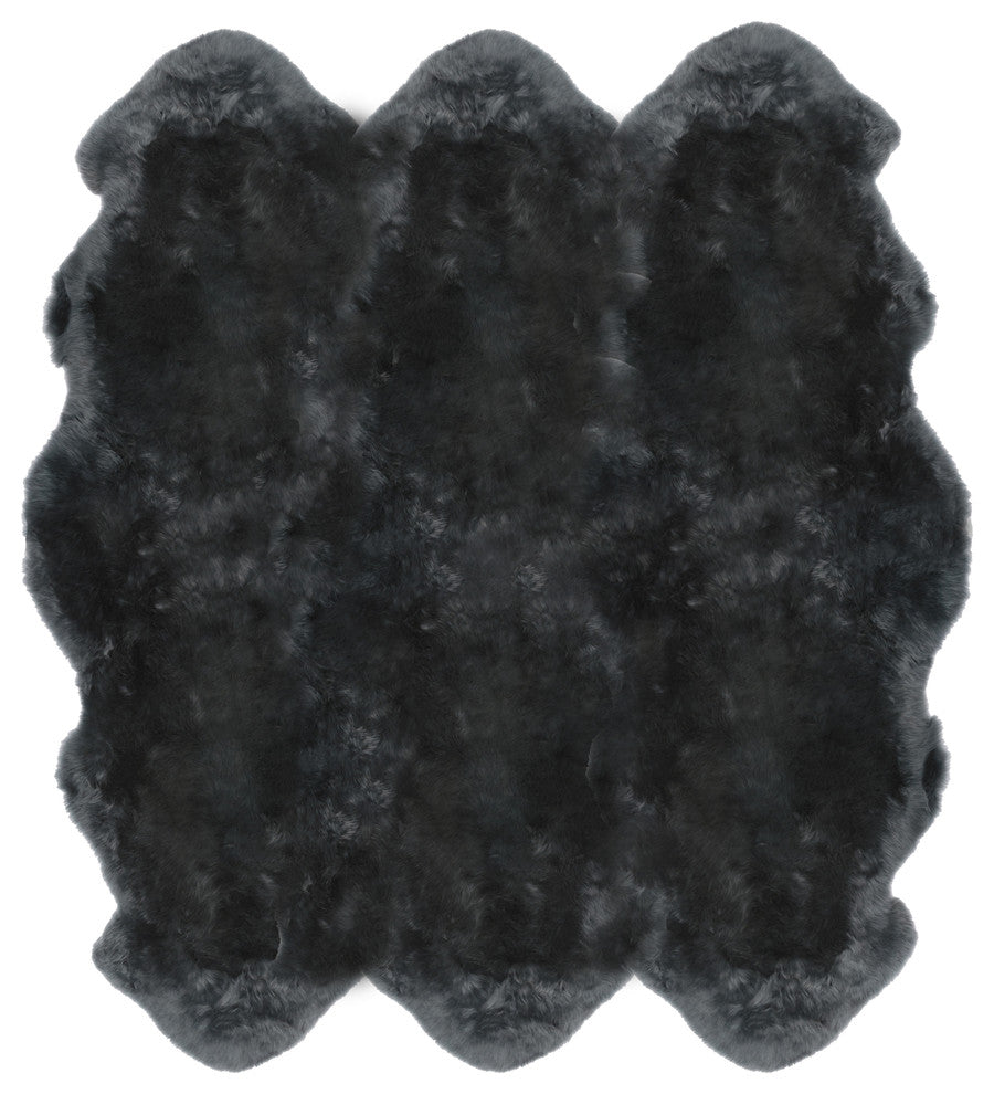 New Zealand Sheepskin Sexto Pelt, 6'x6', Steel, 6'x6'