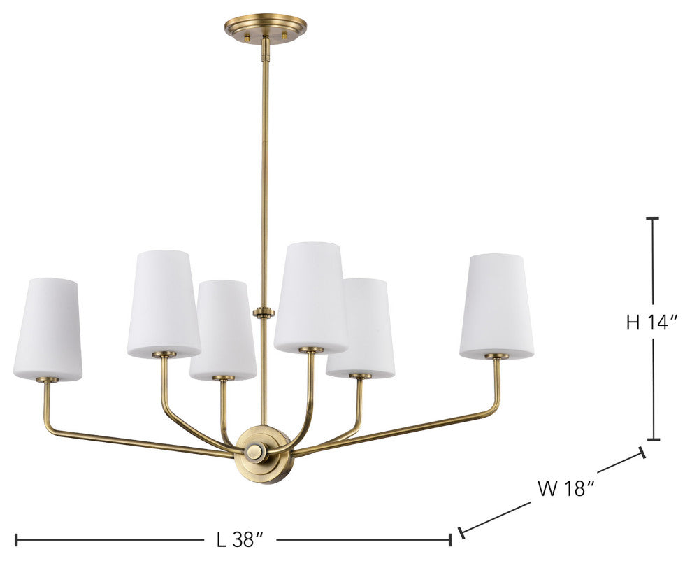 Cordello 6 Light Island Pendant, Etched White Opal Glass