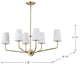Cordello 6 Light Island Pendant, Etched White Opal Glass