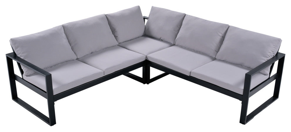 6-Piece Outdoor Steel Industrial Style Patio Sofa Combination Set With Table, Dark Gray
