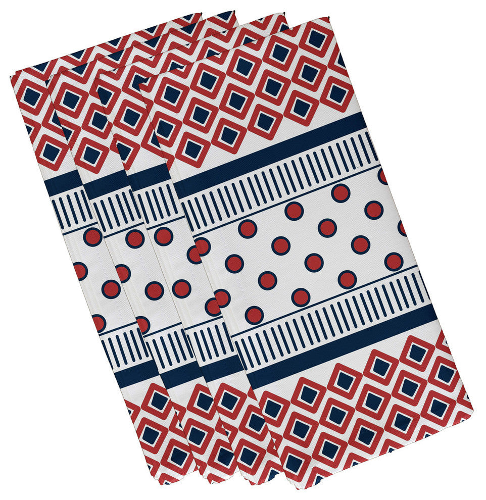 19x19", Scrambled Prints Geometric Print Napkin, Coral, Set of 4
