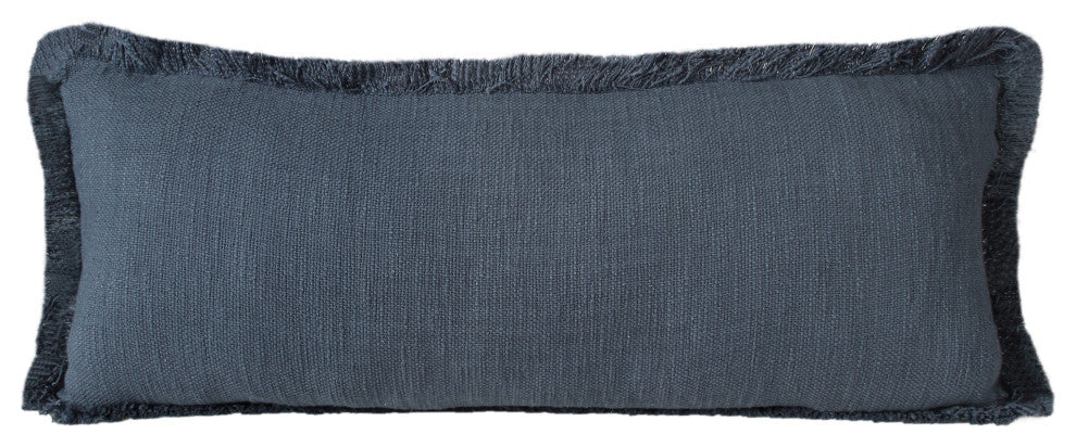 Ox Bay Handwoven Navy Blue Distressed Organic Cotton Pillow Cover, 14"x36"
