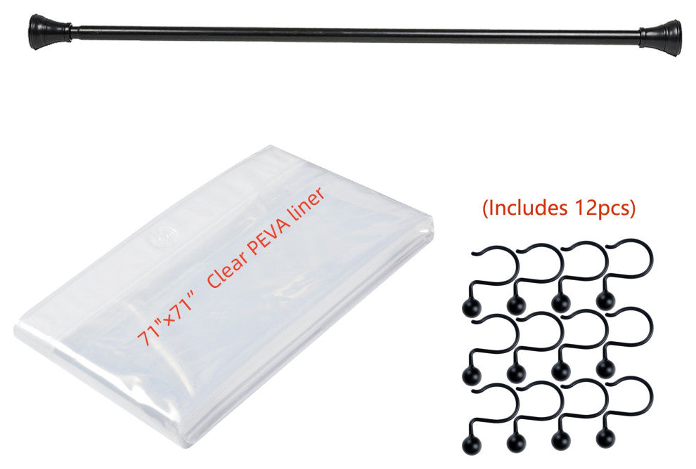 Utopia Alley Adjustable 72-Inch Shower Curtain Tension Rod, Matt Black