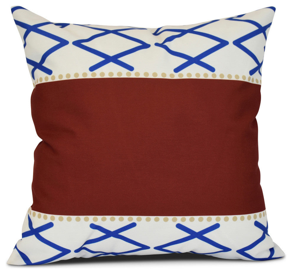 Knot Fancy, Geometric Print Pillow, Red, 16"x16"