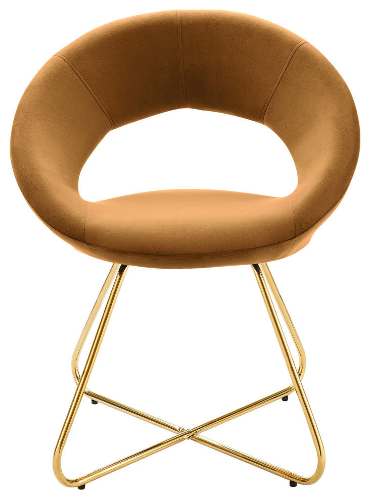 Nouvelle Performance Velvet Dining Chair Set of 2 Gold Cognac -4681