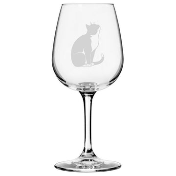 Tuxedo, Side View Cat Themed Etched All Purpose 12.75oz. Libbey Wine Glass