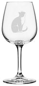 Tuxedo, Side View Cat Themed Etched All Purpose 12.75oz. Libbey Wine Glass