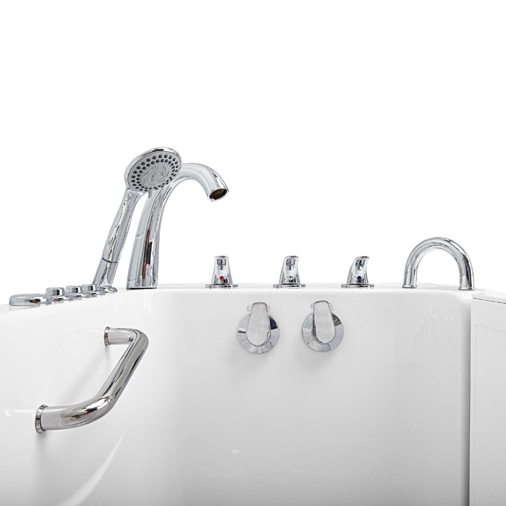 Ella Monaco 32"x52" Acrylic Walk-In-Bathtub, Outswing Door, 5 Piece Faucet