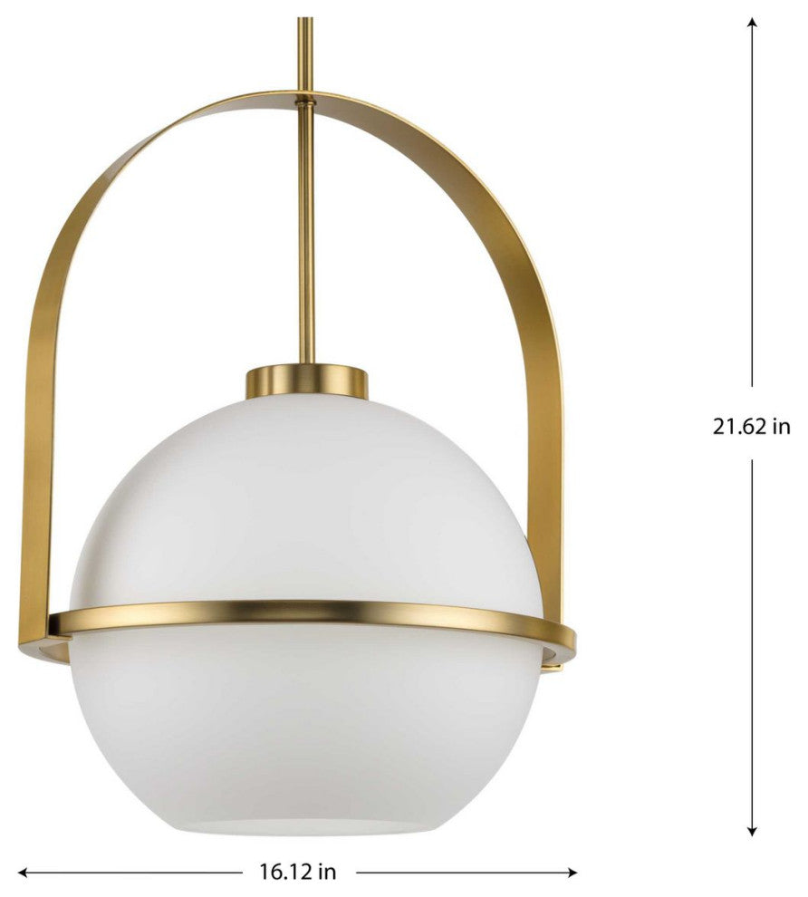 Delayne Collection 21" 1-Light Brushed Bronze Etched Opal Pendant Light