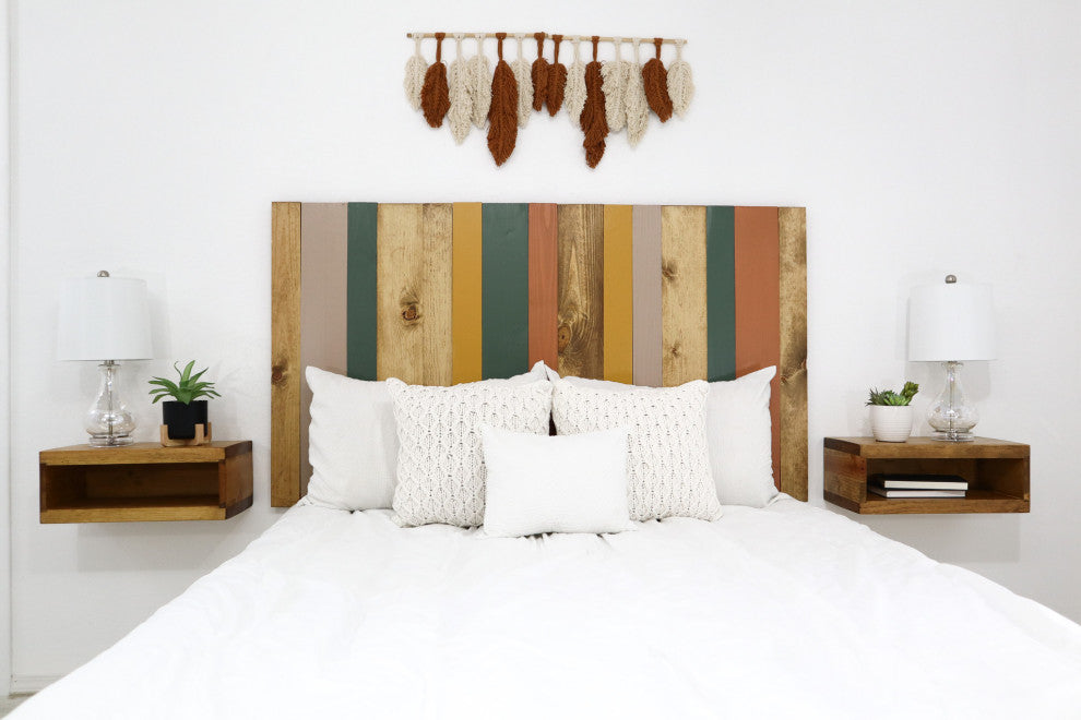 Handcrafted Headboard, Leaner Style, Earth Tone Mix, King