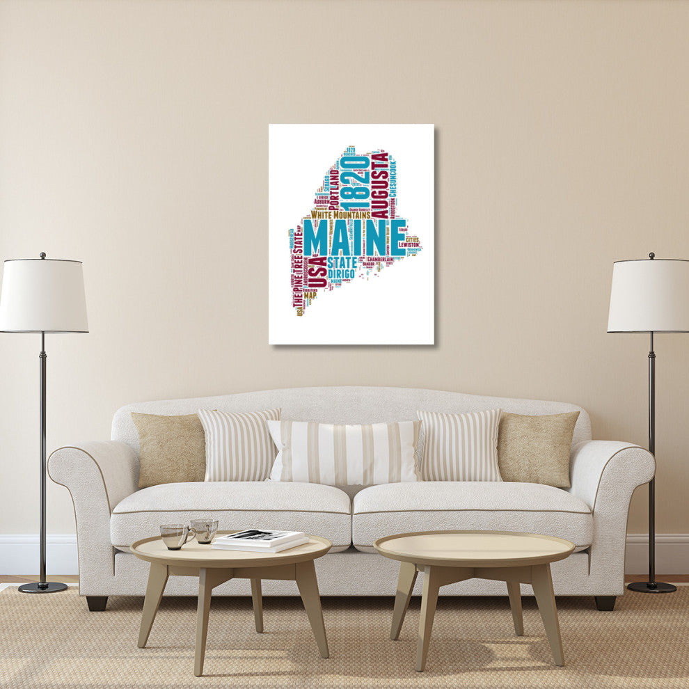 "Maine Word Cloud Map" Fine Art Print