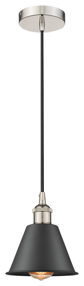 Innovations 616-1P-PN-M8-BK-LED Smithfield 1 Light Mini Pendant, Polished Nickel