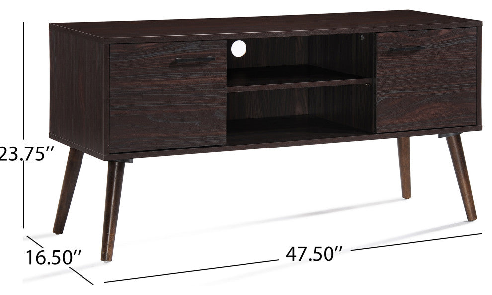 GDF Studio Amal Mid-Century Modern Finished Fiberboard Entertainment Center, Wenge