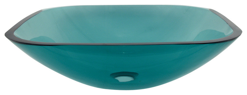 Green Tempered Glass Vessel Bathroom Sink without Overflow Hole EVSQFG4