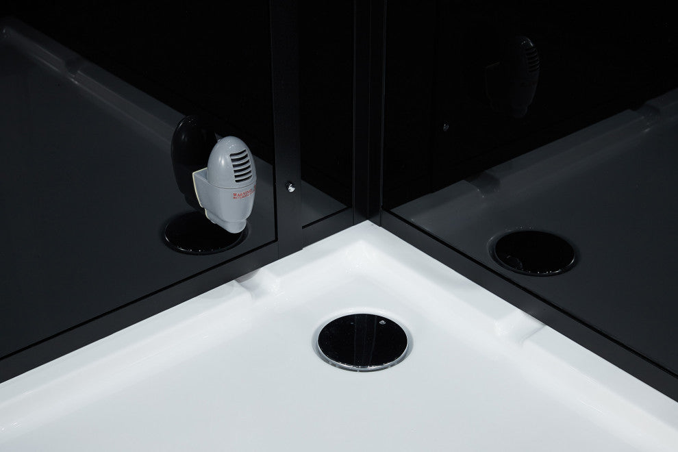 Platinum Lucca Walk-in Steam Shower Sauna Spa w/ jets Smart TV Bluet, Black, Left Position