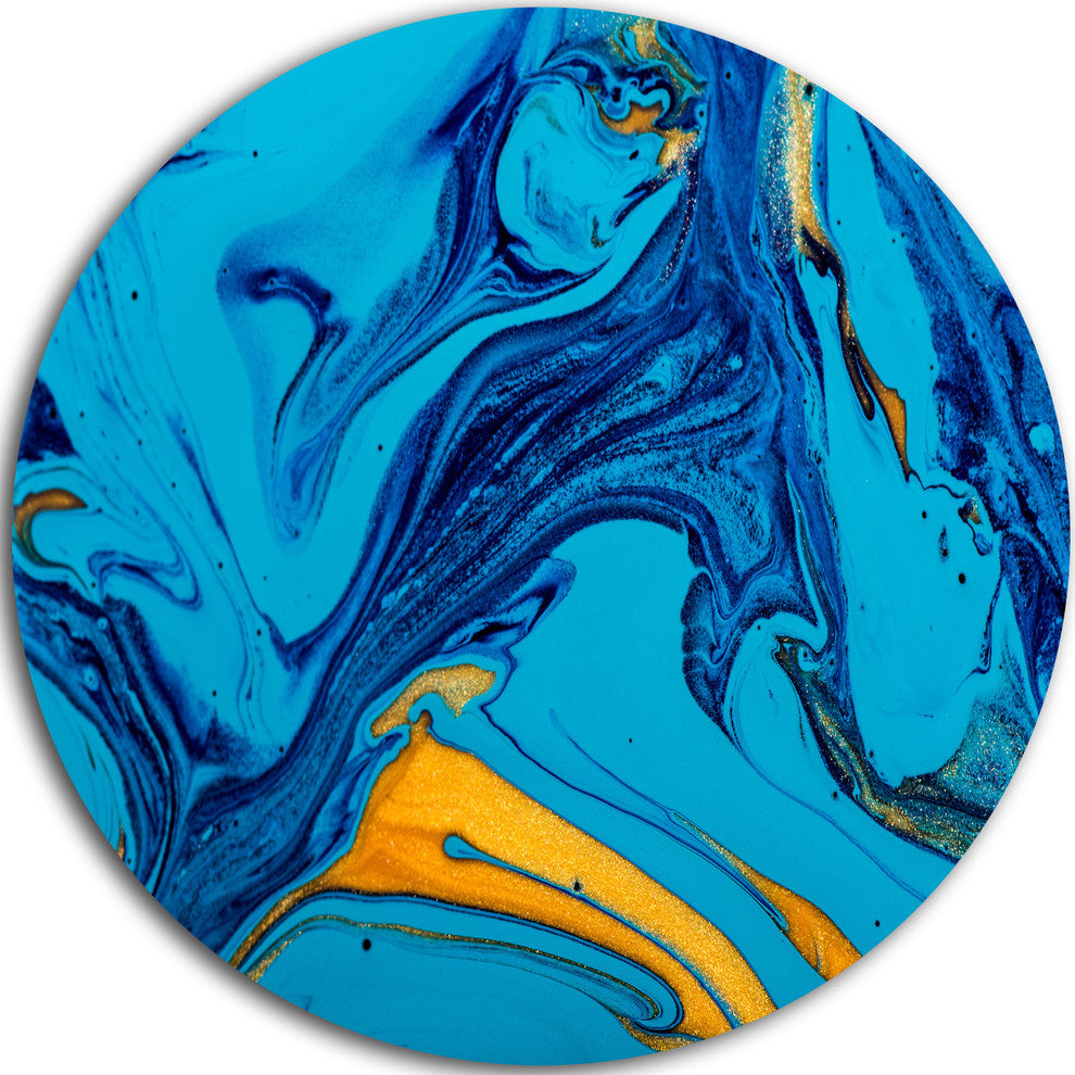 Soft Blue Abstract Acrylic Paint Mix, Abstract Round Wall Art, 11"