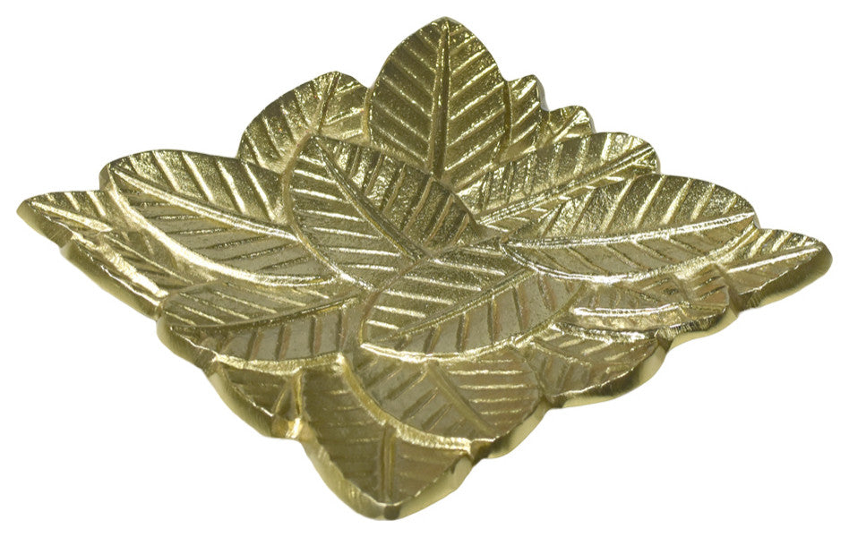 Handmade Decorative Aluminium Tray, Gold Color Coated