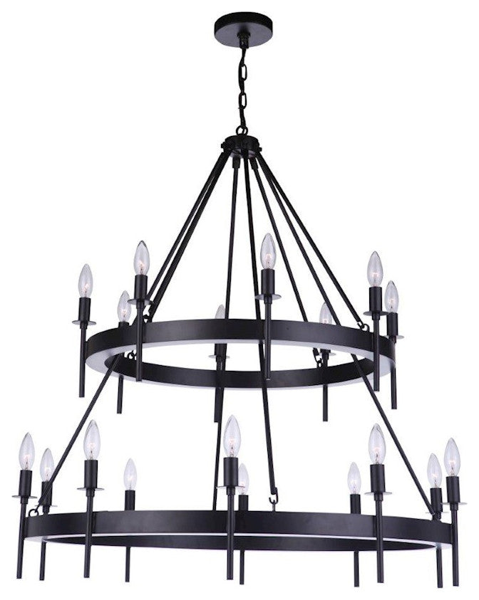 Craftmade, 54318-FB, Larrson Chandelier 18 Light Flat Black