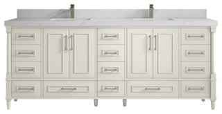 Aberdeen 84" Double Sink Bath Vanity, Alabaster 2" Calacatta Sienna