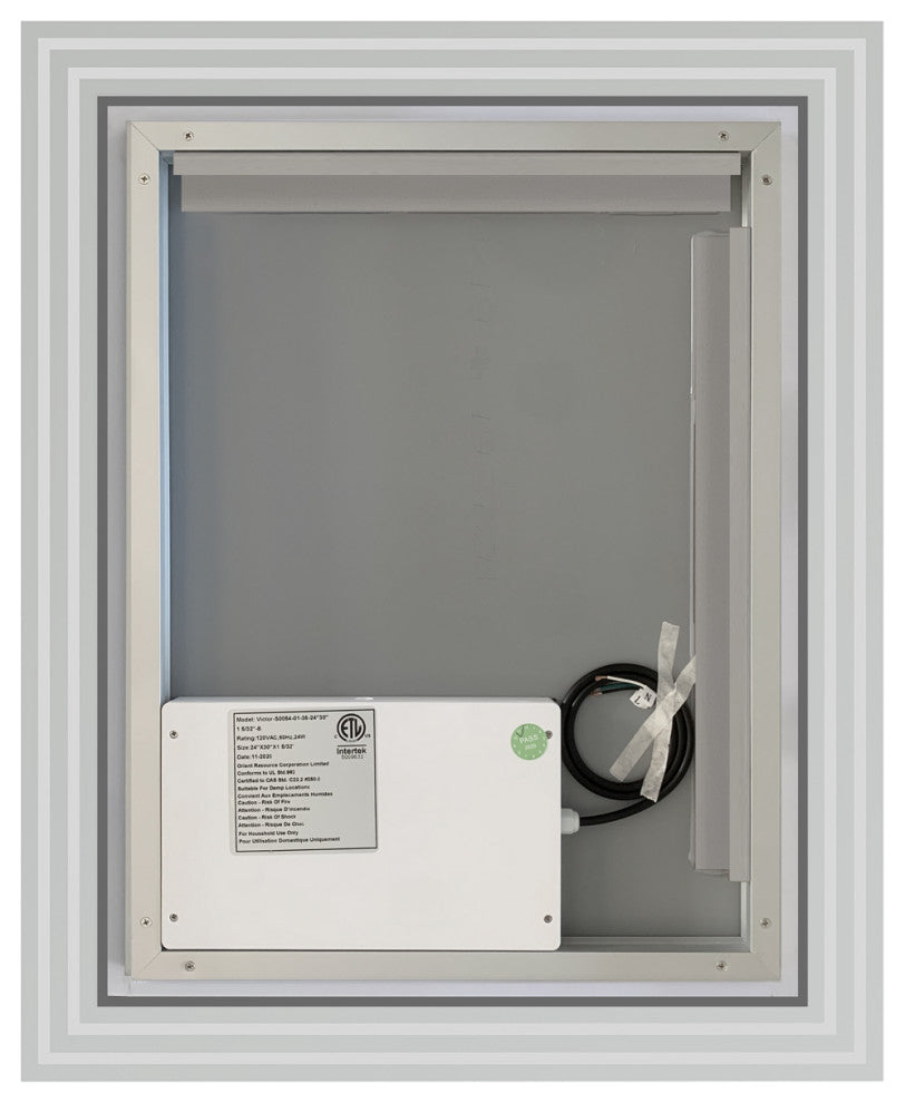 Livorno 24" Rectangle Frameless Modern LED Bathroom Vanity Mirror
