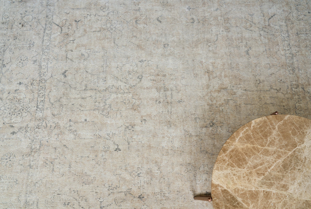 Tuscany Handmade Hand Loomed Wool and Bamboo Silk Light Beige Area Rug