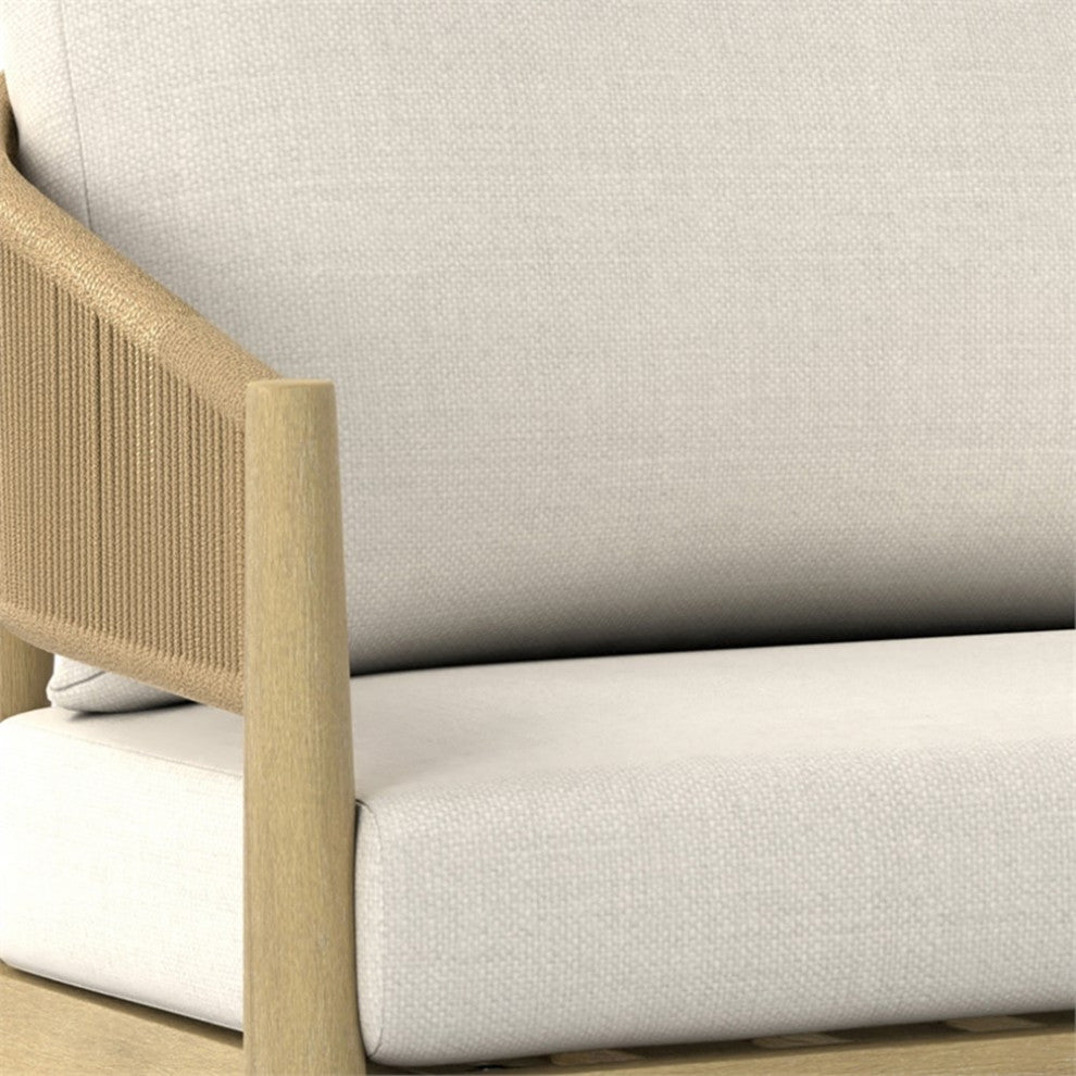 Bayshore 59 inch Wide Contemporary Outdoor Sofa in Natural Polyester Fabric