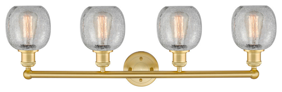 Belfast 4-Light 33" Bath Vanity Light, Satin Gold, Clear Crackle