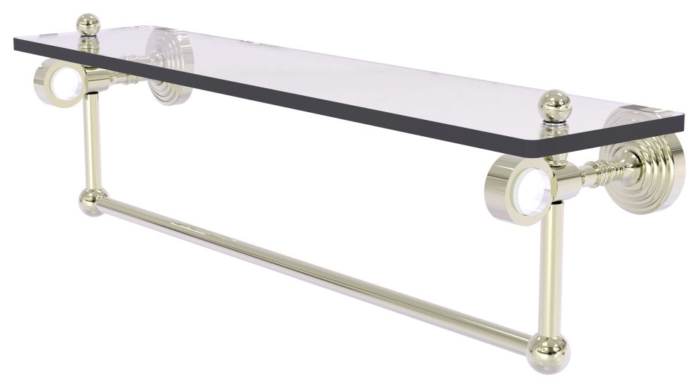 Pacific Grove 22" Glass Shelf with Towel Bar, Polished Nickel