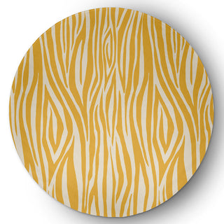 Wood Stripe  Design Chenille Area Rug, Yellow, 5' Round