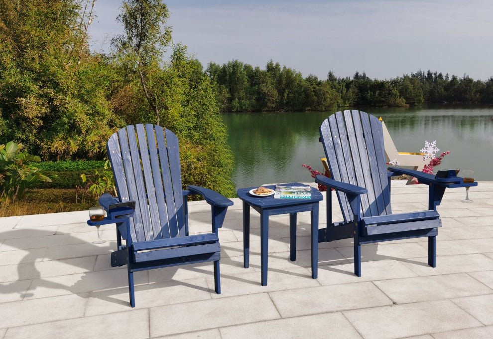 Earth Collection Adirondack Chair With phone and cup holder, Navy Blue, Two Adir