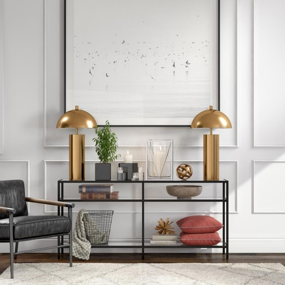 York 27 Tall Table Lamp with Metal Shade in Brass/Brass